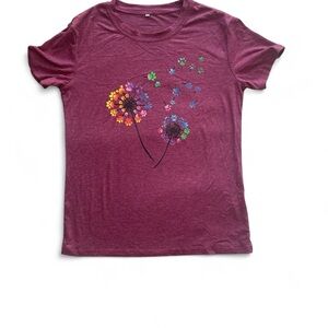 Floral Graphic Short Sleeve Tee - Purple